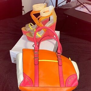Aldo Orange and Pink Satchel